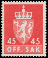 Norway 1958 45ø Official Unmounted Mint. - Ongebruikt