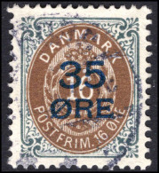 Denmark 1912 35ø  On 16ø  Brown And Slate Fine Used.  - Gebraucht
