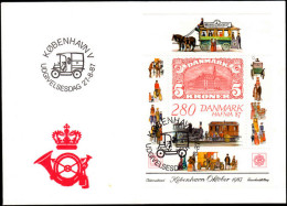 Denmark 1987 Hafnia Souvenir Sheet On First Day Cover - Lettres & Documents