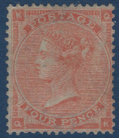 Grande Bretagne N°24* 4 Pence Rouge Orange (PL4_KQ/QK) Tres Frais & TTB - Unused Stamps