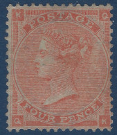 Grande Bretagne N°24* 4 Pence Rouge Orange (PL4_KQ/QK) Tres Frais & TTB - Nuovi