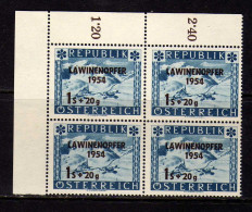 Autriche (1954) -  Victimes Des Avalanches - Bloc De Quatre - Neufs** - MNH - Ungebraucht