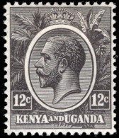 Kenya And Uganda 1922-27 12c Grey-black Lightly Mounted Mint. - Kenya & Oeganda