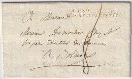 FRANCE - 1820 - Marque "Bau DE POSTES CHbre / DES DÉPUTÉS DES DÉPts" (brun-rouge) Sur LAC Pour Bordeaux - TB - 1801-1848: Precursors XIX