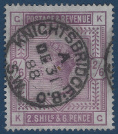 Grande Bretagne N°86 2 Shilling & 6 Pence Violet ( POS GK/KG) Oblitéré Dateur De " NIGHTSBRIDGE " TTB - Usati