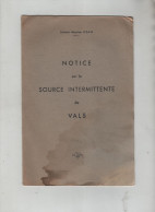 Notice Sur La Source Intermittente De Vals 1937 Docteur Uzan - Ohne Zuordnung