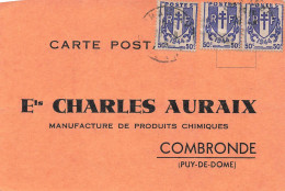 63 - COMBRONDE - MANUFACTURE "CHARLES AURAIX" - CARTE - TRES BON ETAT - Combronde