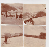 Suisse  4 Photos Originales Photographe Amateur Janvier 1906 Photo Zweisimmen Course Ski Fond - Zweisimmen