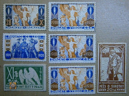 1918-1939 Czechoslovakia Promotional Stickers (Mucha, Rijáček, Kupka), Lot 7 Pcs - Other & Unclassified