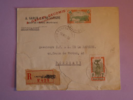 BV9 MARTINIQUE  BELLE LETTRE RECO. 1930  FORT DE FRANCE A  BORDEAUX +++AFF. INTERESSANT+ - Covers & Documents