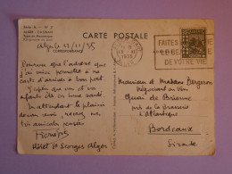 BV9 ALGERIE   BELLE CARTE  1935 ALGER A  BORDEAUX   FRANCE +LA CASBAH +AFF. INTERESSANT+ - Cartas & Documentos
