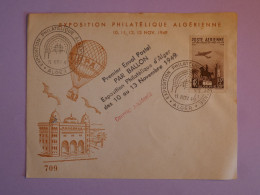 BV9 ALGERIE   BELLE CARTE  11 NOV. 1949  AERIEN . ..PAR BALLON   +AFF. PLAISANT+ - Luchtpost