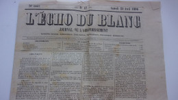 L ECHO DU BLANC INDRE 23 AVRIL 1898 JOURNAL DE L ARRONDISSEMENT - Documentos Históricos