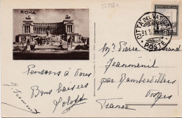 33298# CARTE POSTALE ROMA AUTOSTRADA ROMA OSTIA Obl CITTA DEL VATICAN 1934 JEANMENIL Par RAMBERVILLERS VOSGES - Briefe U. Dokumente