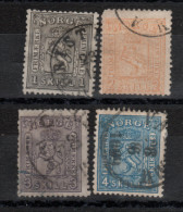 Norvège _ (1867 )   N°11/14  (2c 1 Dent Courte ) - Oblitérés