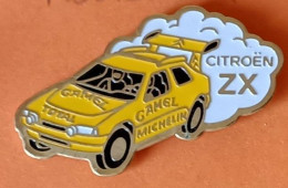 Pin's Voiture CITROEN ZX Jaune - Sport, Compétition Automobile, Rallye - Sponsor Camel Michelin Total - - Citroën