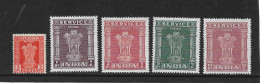 INDIA 1950 - 1951 OFFICIALS 3a, 1R - 10R SG O156, O161 - O164 UNMOUNTED MINT Cat £27.75 - Francobolli Di Servizio