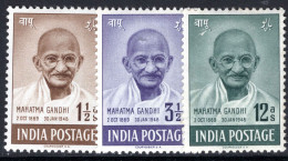 India 1948 Gandhi Part Set Lightly Mounted Mint. - Unused Stamps