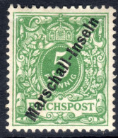 Marshall Islands 1897-1900 5pf Green Fine Mint Lightly Hinged. - Marshalleilanden
