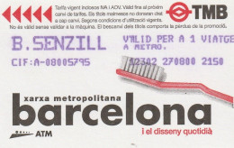 Ticket  Metro Subway Barcelona TMB - ATM - 1999-2000? - Europe