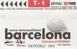 Ticket  Metro Subway Barcelona TMB - ATM - 1999-2000? - Europa