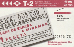 Ticket  Metro Subway Barcelona TMB - FGC - 1999-2000? - Europa