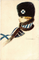 PC ARTIST SIGNED, NANNI, ITALIAN, GLAMOUR LADY, HAT, Vintage Postcard (b48314) - Nanni