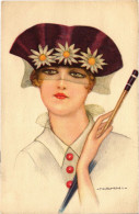 PC ARTIST SIGNED, NANNI, ITALIAN, GLAMOUR LADY, HAT, Vintage Postcard (b48345) - Nanni