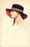 PC ARTIST SIGNED, NANNI, ITALIAN, GLAMOUR LADY, HAT, Vintage Postcard (b48399) - Nanni