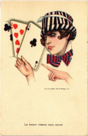 PC ARTIST SIGNED, NANNI, ITALIAN, GLAMOUR LADY, CARDS, Vintage Postcard (b48421) - Nanni