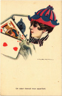 PC ARTIST SIGNED, NANNI, ITALIAN, GLAMOUR LADY, CARDS, Vintage Postcard (b48425) - Nanni