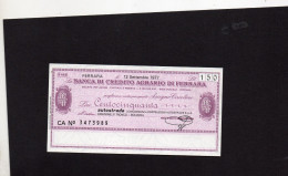 Miniassegno Banca Di Credito Agricolo Di Ferrara -- Ferrara 1977 - Ohne Zuordnung