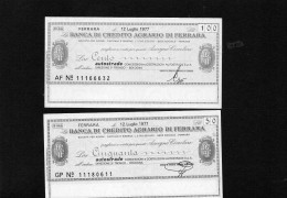 Miniassegno Banca Di Credito Agricolo Di Ferrara -- Ferrara 1977 - Zonder Classificatie