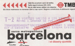 Ticket  Metro Subway Barcelona TMB - FGC - 1999-2000? - Europa