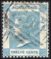 Hong Kong 1863-71 12c Pale Greenish-blue Crown CC Fine Used. - Usados