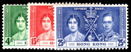 Hong Kong 1937 Coronation Set Lightly Mounted Mint. - Ungebraucht