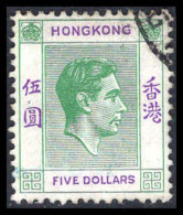 Hong Kong 1938-52 $5 Green And Violet Fine Used. - Usados