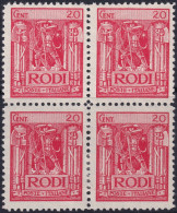 Italy Aegean Rhodes 1929 Sc 17 Egeo Rodi Sa 5 Block MH* - Aegean (Rodi)