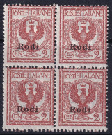 Italy Aegean Rhodes 1912 Sc 1 Egeo Rodi Sa 1 Block MH* Some Gum Crazing - Aegean (Rodi)