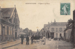 CPA 60 SERIFONTAINE / L'EGLISE ET LA PLACE / CLICHE RARE - Other & Unclassified