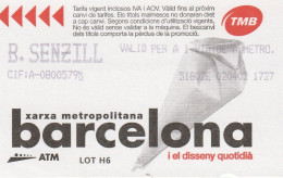 Ticket  Metro Subway Barcelona TMB - FGC - 1999-2000? - Europe