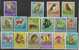 Togo VFU Almost Complete Birds, Animals And Orchids Set (250F Missing Only) Still 22 Euros 1964-65 - Togo (1960-...)