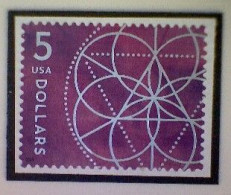 United States, Scott #5701, Used(o), 2022, Floral Geometry, $5, Silver And Violet - Used Stamps