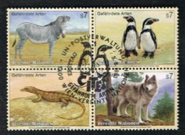 ONU (UNITED NATIONS) VIENNA  - SG WI142.145 - 1993 ENDANGERED SPECIES: ANIMALS (COMPLET SET OF 4 SE-TENANT) - USED - Used Stamps
