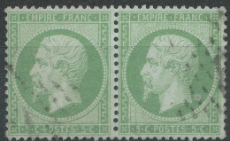 Lot N°76971   Variété/Paire Du N°20, Oblitéré étoile Chiffrée De PARIS, Fond Ligné Horizontal - 1862 Napoléon III