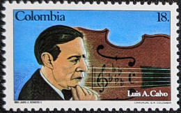 Colombia, 1984, M I1635, 100th Anniversary Of The Birth Of Luis A. Calvo, Cello, 1v, MNH - Musique