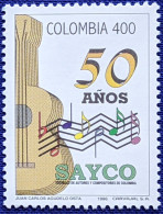 Colombia, 1996, Mi 2023, 50th Anniversary Of Society Of Colombian Authors And Composers, Guitar & Musical Notes, 1v, MNH - Musique