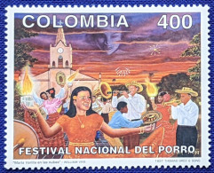 Colombia, 1997, Mi 2050, Porro National Festival, Painting ' Maria Varilla In The Clouds’, Musical Band & Dance, 1v, MNH - Musique