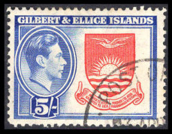 Gilbert & Ellice Islands 1939-55 5s Deep Rose-red And Royal Blue Fine Used. - Gilbert- Und Ellice-Inseln (...-1979)