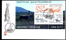 Greenland 2000 Vikings Souvenir Sheet First Day Cover - Brieven En Documenten